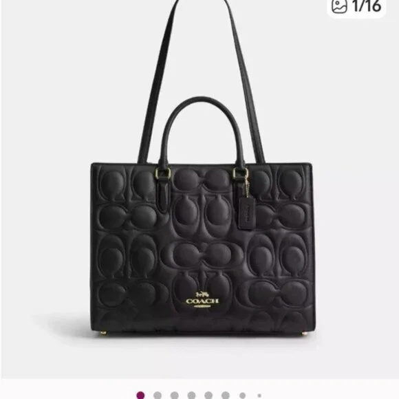 NWT Coach Maggie Tote Bag In Blocked Signature Leather CY672 - Picture 6 of 6